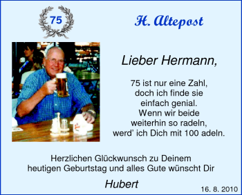 Glückwunschanzeige von Hermann  von Nordwest-Zeitung