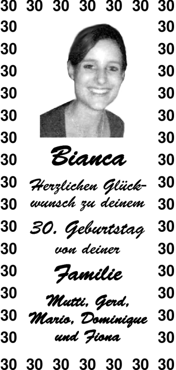 Glückwunschanzeige von Bianca  von Nordwest-Zeitung