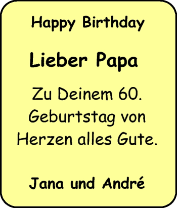 Glückwunschanzeige von Papa  von Nordwest-Zeitung