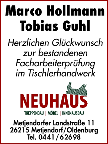 Glückwunschanzeige von Marco Hollmann von Nordwest-Zeitung