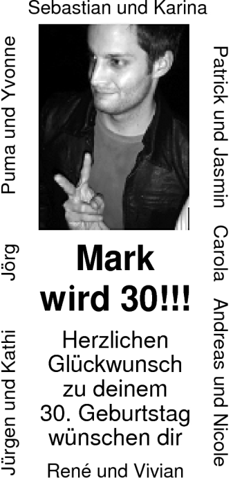 Glückwunschanzeige von Mark  von Nordwest-Zeitung