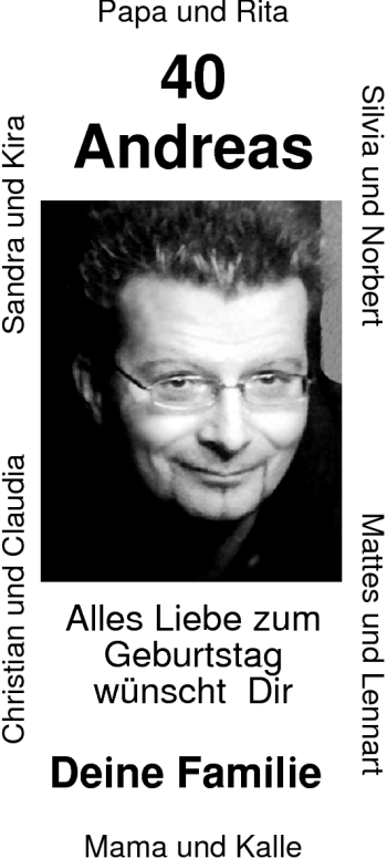 Glückwunschanzeige von Andreas  von Nordwest-Zeitung