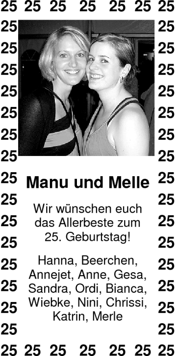 Glückwunschanzeige von Manu und Melle  von Nordwest-Zeitung
