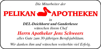 Glückwunschanzeige von Jens Schweers von Nordwest-Zeitung