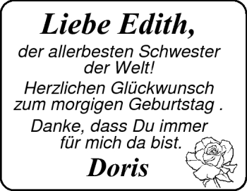 Glückwunschanzeige von Edith  von Nordwest-Zeitung