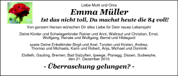 Glückwunschanzeige von Emma Müller von Nordwest-Zeitung