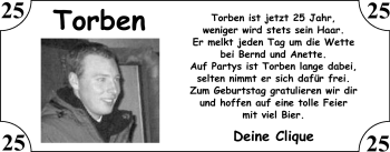Glückwunschanzeige von Torben  von Nordwest-Zeitung
