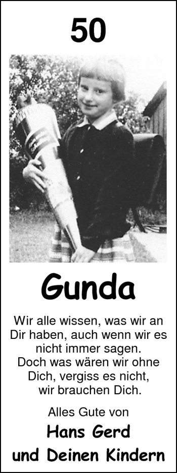 Glückwunschanzeige von Gunda  von Nordwest-Zeitung
