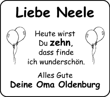 Glückwunschanzeige von Neele  von Nordwest-Zeitung