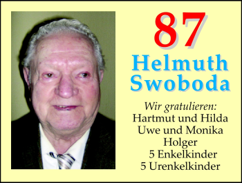 Glückwunschanzeige von Helmuth Swoboda von Nordwest-Zeitung