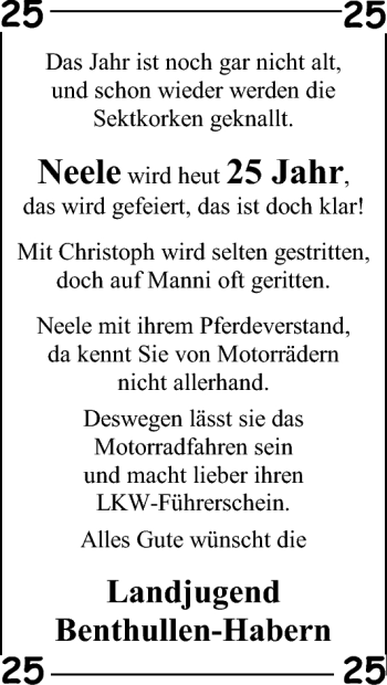 Glückwunschanzeige von Neele  von Nordwest-Zeitung