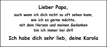 Glückwunschanzeige von Lieber Papa von Nordwest-Zeitung