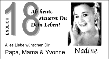Glückwunschanzeige von Nadine  von Nordwest-Zeitung
