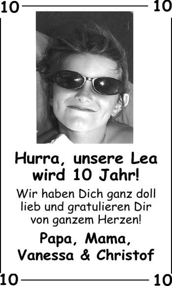 Glückwunschanzeige von Lea Janßen von Nordwest-Zeitung