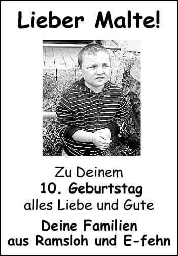 Glückwunschanzeige von Maltel  von Nordwest-Zeitung