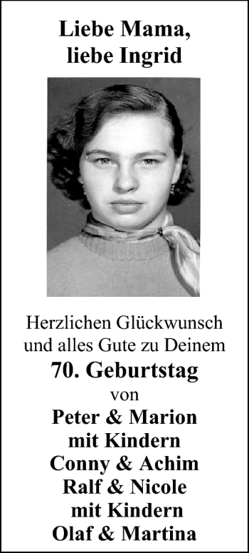 Glückwunschanzeige von Ingrid  von Nordwest-Zeitung