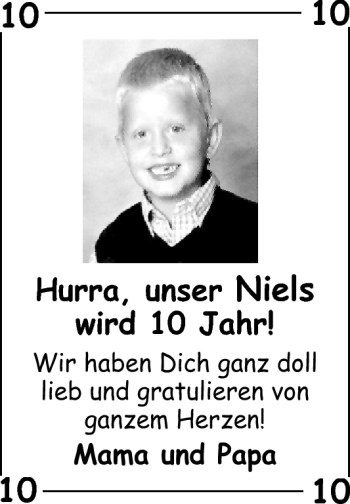 Glückwunschanzeige von Niels  von Nordwest-Zeitung