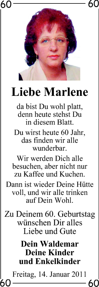 Glückwunschanzeige von Marlene Janssen von Nordwest-Zeitung