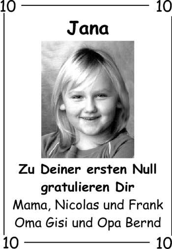 Glückwunschanzeige von Jana  von Nordwest-Zeitung