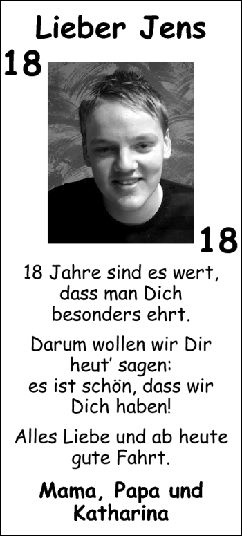 Glückwunschanzeige von Jens  von Nordwest-Zeitung