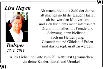 Glückwunschanzeige von Lisa Hayen von Nordwest-Zeitung