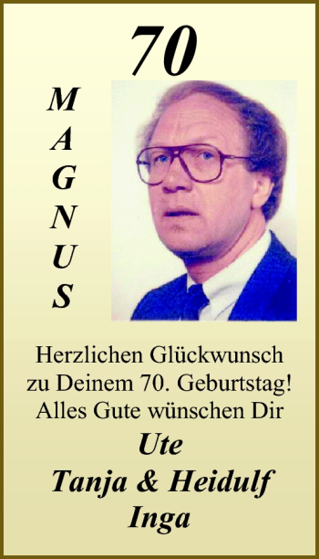 Glückwunschanzeige von Magnus Wagner von Nordwest-Zeitung