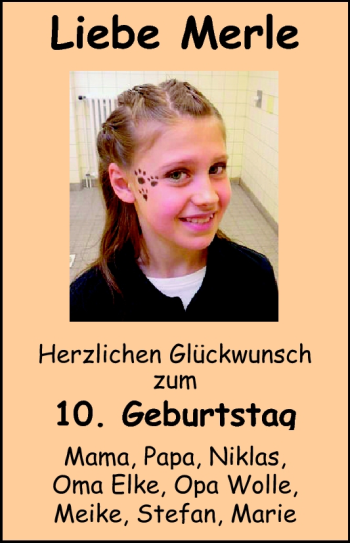 Glückwunschanzeige von Merle  von Nordwest-Zeitung