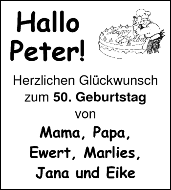 Glückwunschanzeige von Peter  von Nordwest-Zeitung