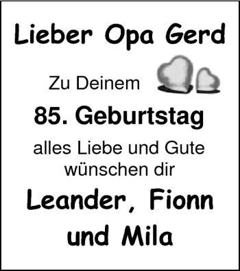 Glückwunschanzeige von Gerd  von Nordwest-Zeitung
