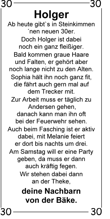 Glückwunschanzeige von Holger  von Nordwest-Zeitung