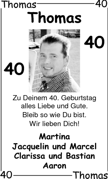 Glückwunschanzeige von Thomas  von Nordwest-Zeitung