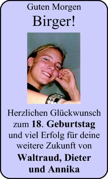 Glückwunschanzeige von Birger  von Nordwest-Zeitung