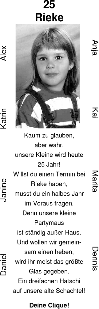 Glückwunschanzeige von Rieke  von Nordwest-Zeitung