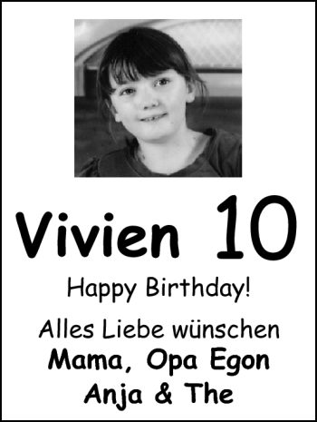 Glückwunschanzeige von Vivien  von Nordwest-Zeitung