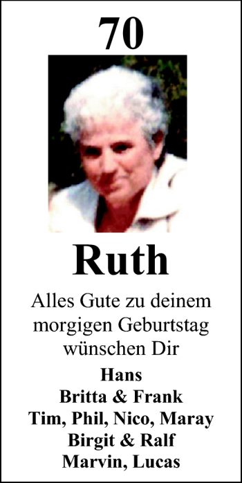 Glückwunschanzeige von Ruth Stolle von Nordwest-Zeitung