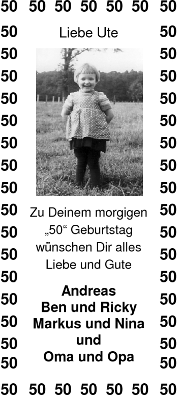 Glückwunschanzeige von Ute  von Nordwest-Zeitung