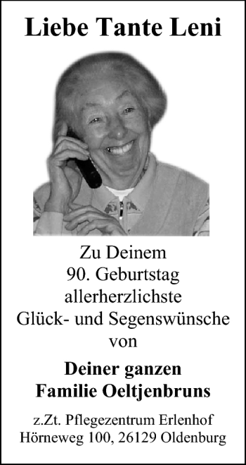 Glückwunschanzeige von Leni  von Nordwest-Zeitung