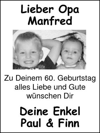 Glückwunschanzeige von Manfred  von Nordwest-Zeitung