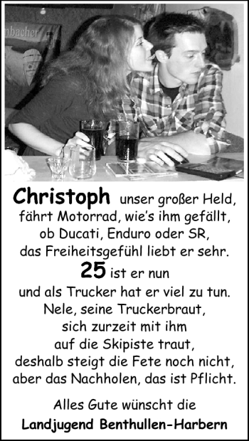 Glückwunschanzeige von Christoph  von Nordwest-Zeitung