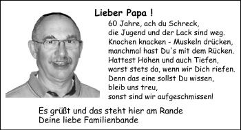 Glückwunschanzeige von Papa  von Nordwest-Zeitung