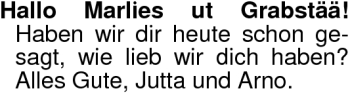 Glückwunschanzeige von Marlies  von Nordwest-Zeitung