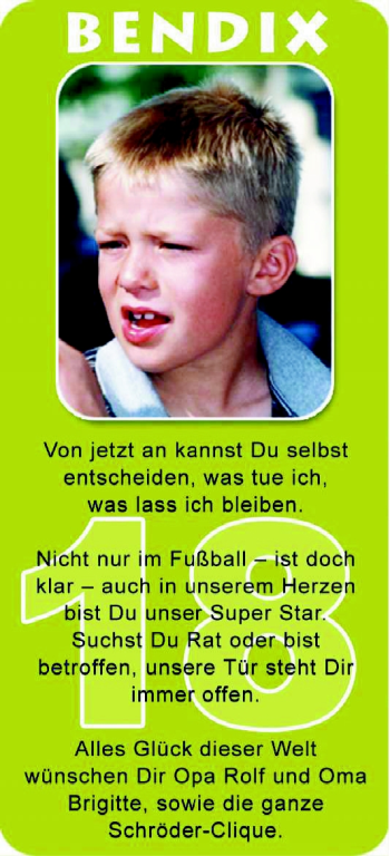 Glückwunschanzeige von Bendix  von Nordwest-Zeitung