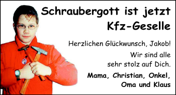 Glückwunschanzeige von Jakob  von Nordwest-Zeitung