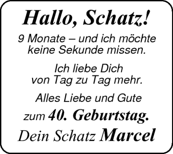 Glückwunschanzeige von Schatz  von Nordwest-Zeitung
