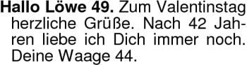 Glückwunschanzeige von Löwe 49  von Nordwest-Zeitung