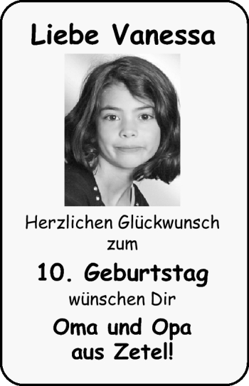 Glückwunschanzeige von Vanessa  von Nordwest-Zeitung