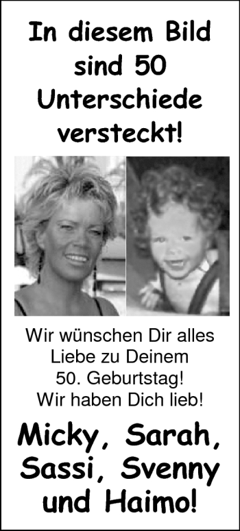 Glückwunschanzeige von 50. Geburtstag von Nordwest-Zeitung