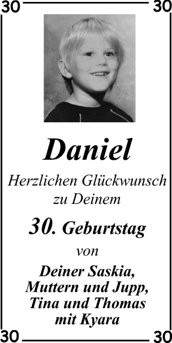 Glückwunschanzeige von Daniel  von Nordwest-Zeitung