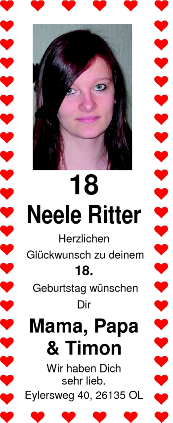 Glückwunschanzeige von Neele Ritter von Nordwest-Zeitung