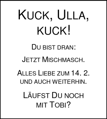 Glückwunschanzeige von Ulla  von Nordwest-Zeitung